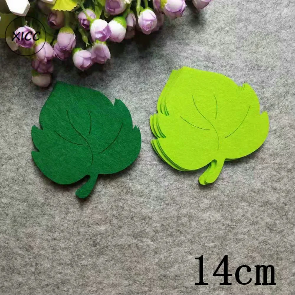 Leaves Handmade Felt Pad Non Woven Green Tree Patch Kindergarten School Wall Sticker Decoration Kid DIY Party Crafts Accessories