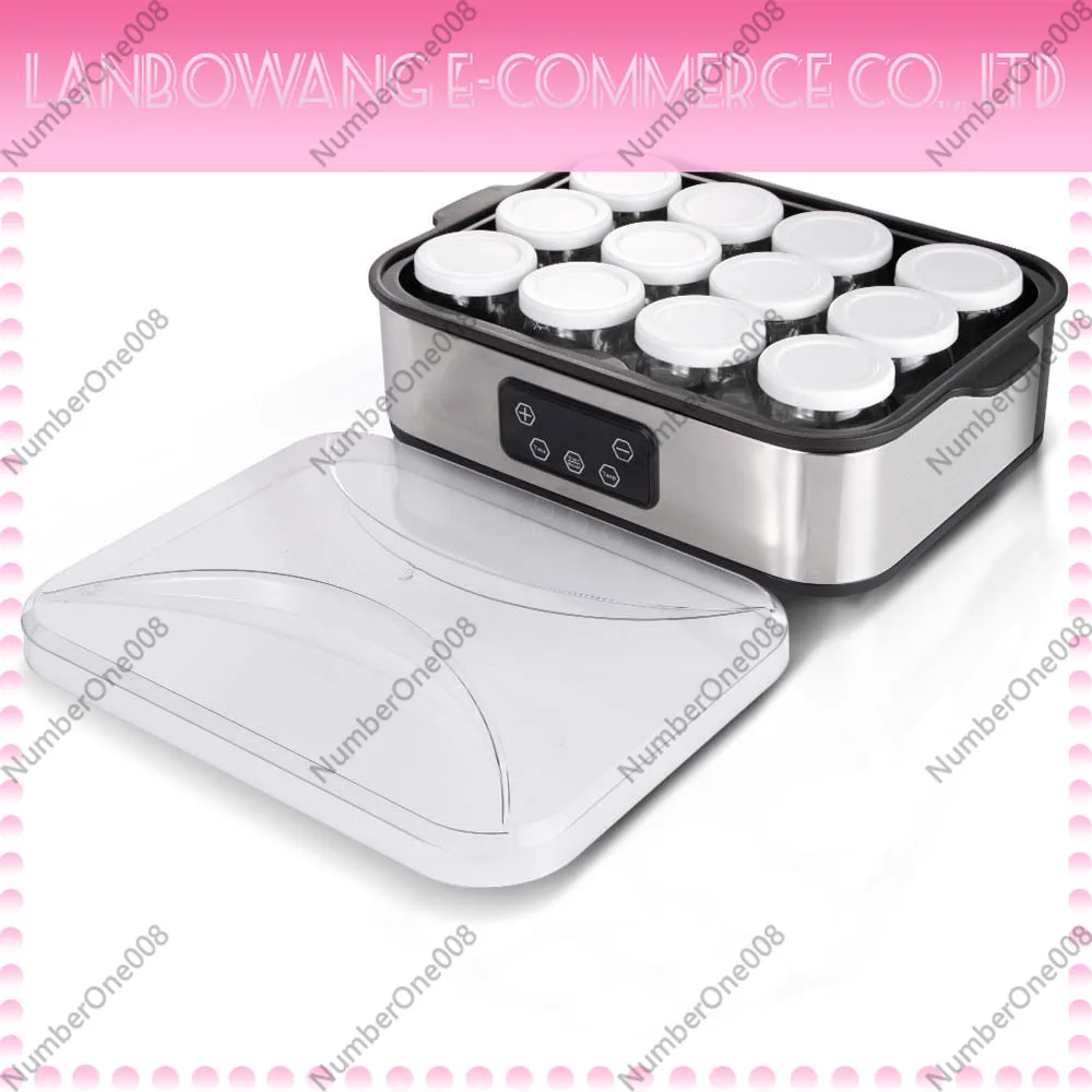 EU Plug 12 Cups Yogurt Maker Digital DIY Fermenter Machine Automatic Probiotic Food Maker for Greek Yogurt Jelly Breakfast Home