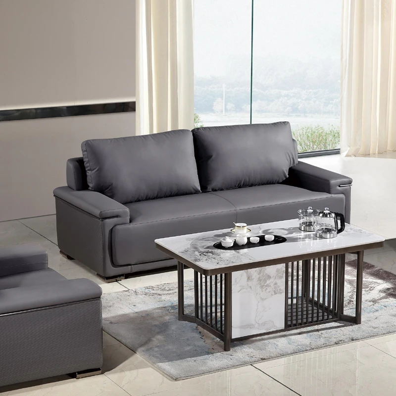 

# Sectional Reception Sofa Minimalist Genuine Leather Furniture Set For Hotel School