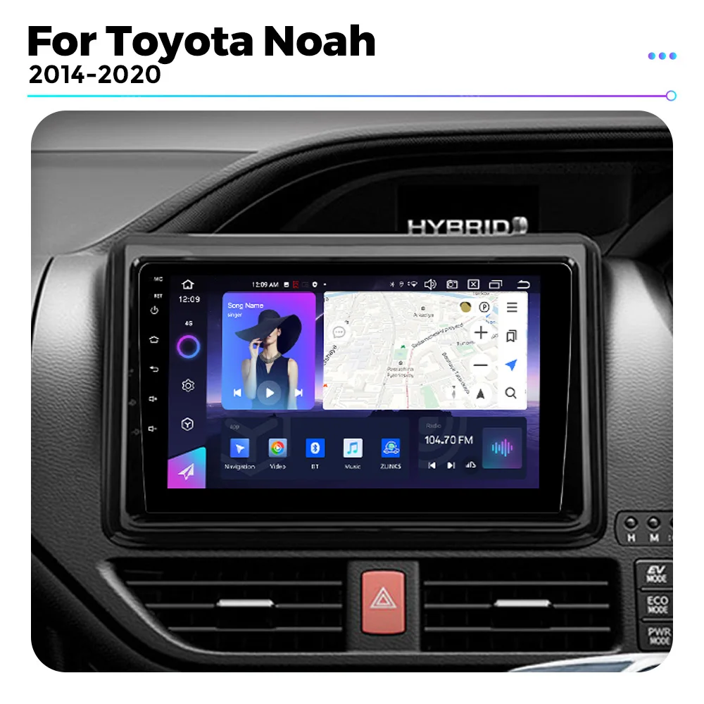 Android13 Car Radio Multimedia Player For Toyota Noah R80 2014-2020  For Wireless Carplay Auto 8 Core 8+256G 4G WIFI BT GPS DSP