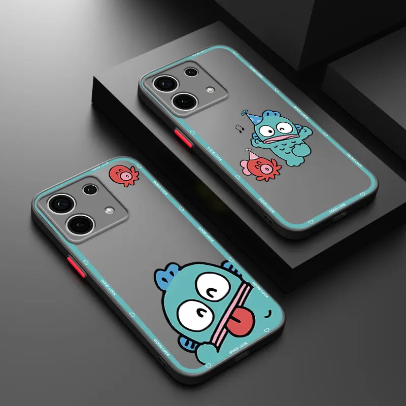 Cute Sanrio Hangyodon Frosted Translucent Phone Case For Redmi 9A 9C 9i 9T 10 Prime 10C K30 K40 S K20 Pro Gaming Plus