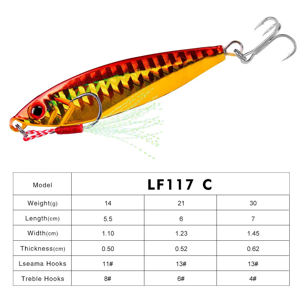 Proberos 5pcs Metal Jig Fishing Lure Weights 14g 21g 30g Trolling Hard Bait Bass Fishing Bait Tackle Trout Jigging Lure Jigs Sal - view 2