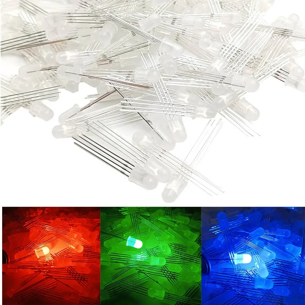 1000Pcs 4pin 5mm RGB Led Diode Llumination Light Tri Color Circular Common Anode Led F5 LED Red Green Blue