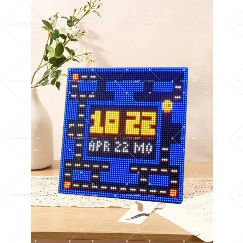 DIY Desktop Clock Ornament WiFi Automatic Calibration Pixel Clock Punk Style Decoration E-sports Room Gift