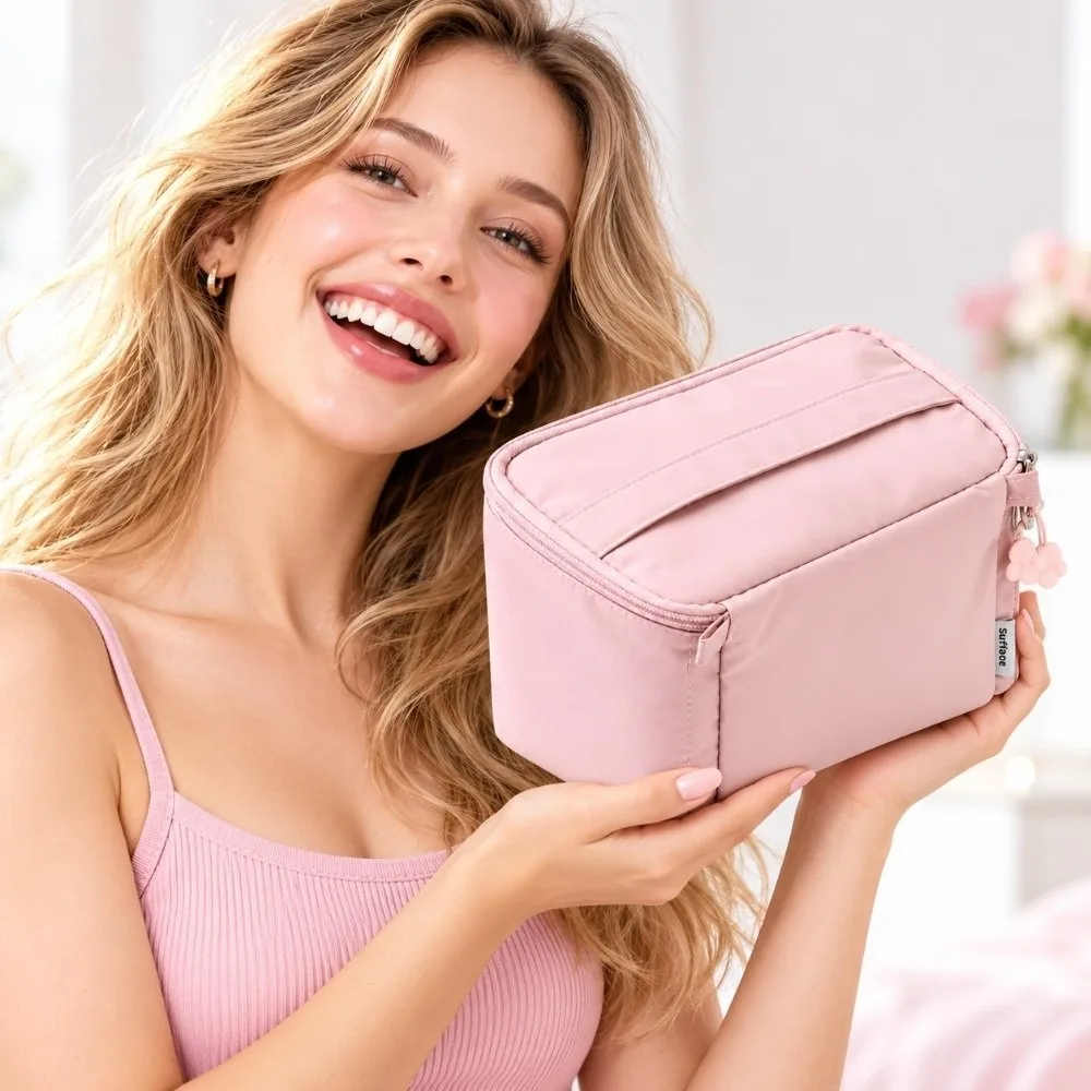 Large Capacity Makeup Organizer Bag Portable With Dividers Toiletry Organizer Bag Versatile Handheld Makeup Pouch
