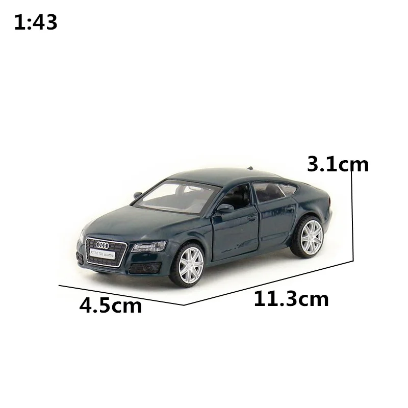 Diecast Metal Toy Vehicle Model 1:43 Scale Audi A7 Car Pull Back Doors Openable Educational Collection Gift Kid Match Box