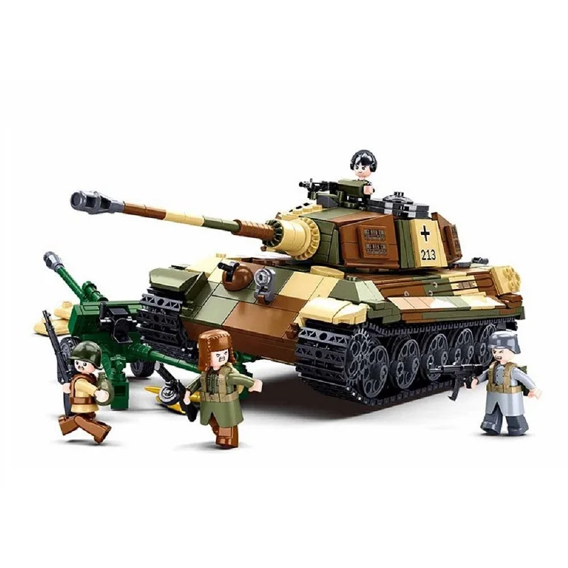 930PCS Sluban WW2 Military Weapon Panzer VIB Tiger II King Tiger Heavy Tank Building Blocks Kids Boys DIY Bricks Toys Gifts