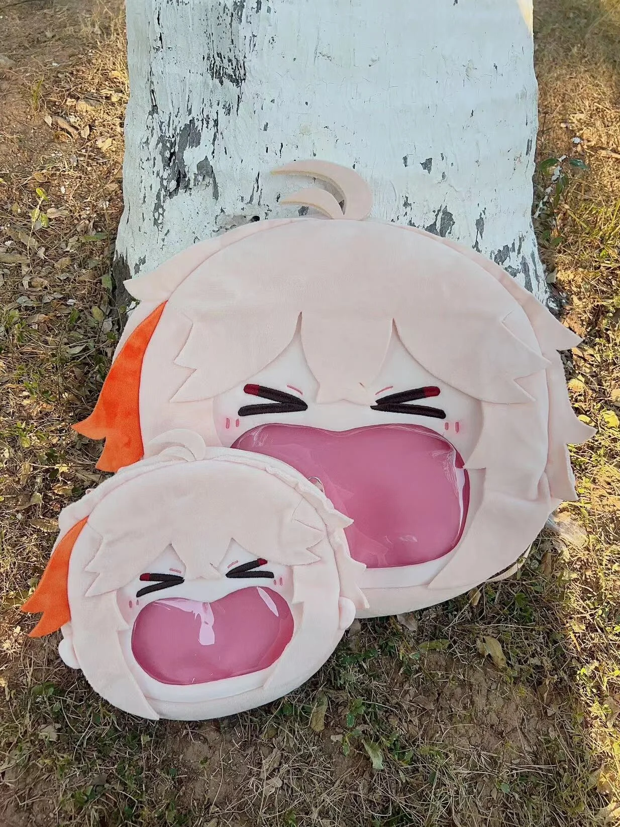 Genshin Impact Kaedehara Kazuha Cartoon Big Mouth Plushie Plush Doll Backpack Purse Crossbody Bags Handbags Itabag Anime Figur