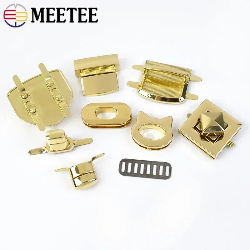 5Pcs LightGold Metal Bag Lock Handbag Twist Turn Spring Decor Buckles Pocket Purse Closure Clasp Replace Hardware Accessories