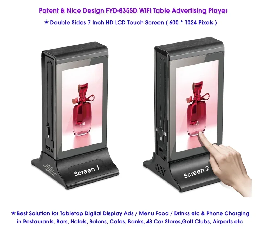 Bestseller/android wifi portable digital restaurant menu tabletop advertising display table player