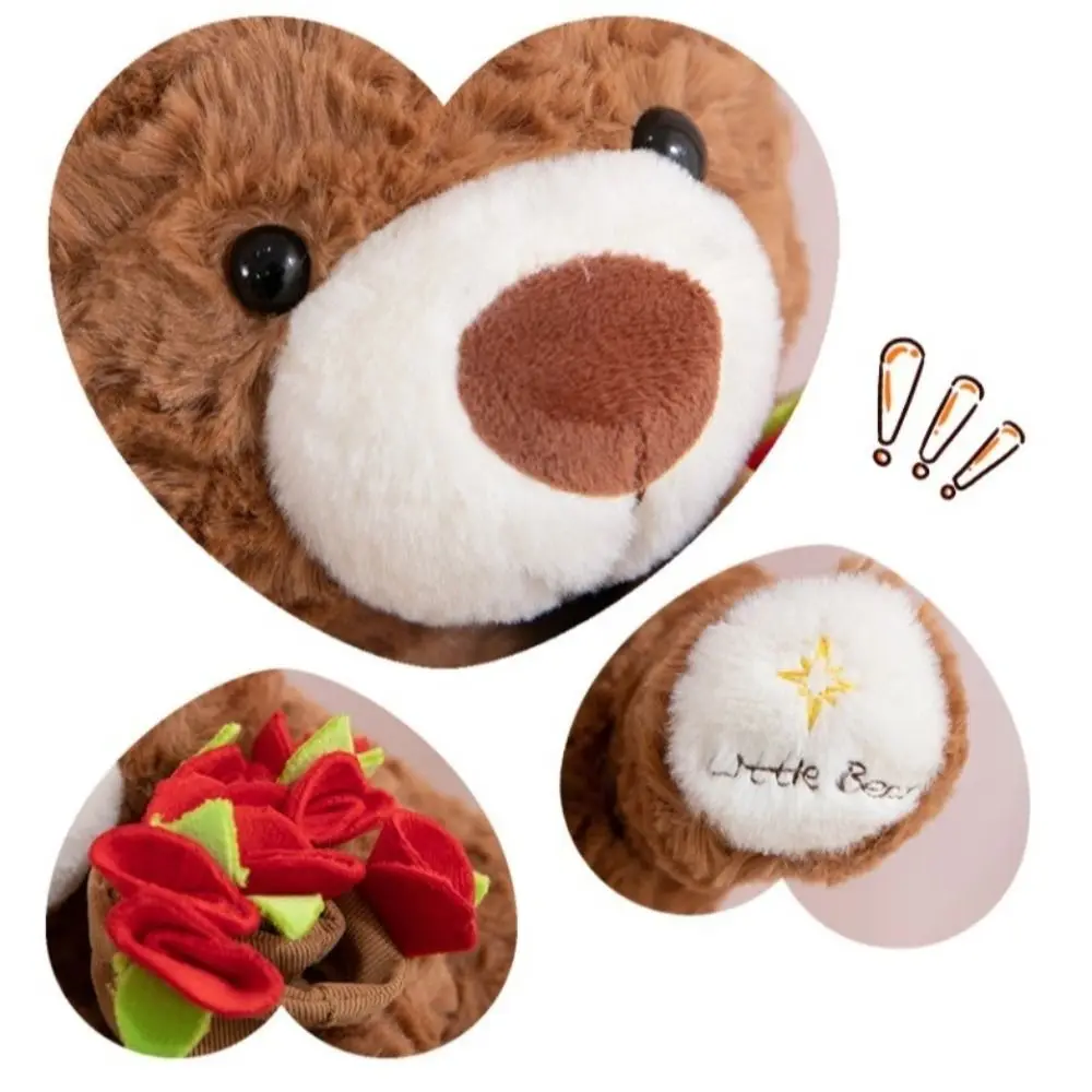 رومانسية الدب الوردي ألعاب من نسيج مخملي انفصال الأزهار بطانية عقد الزهور دمية دب الكرتون الدب ارتداء قبعة الورد عيد الحب