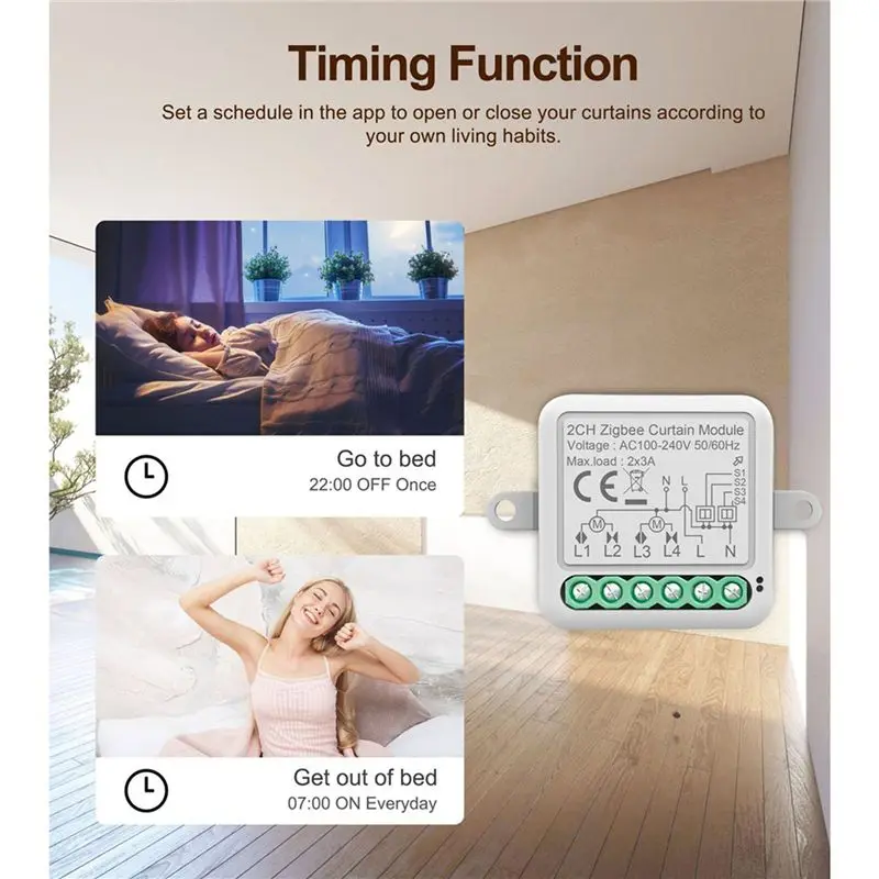 ABQU Tuya Zigbee Smart Curtain Switch Module 2CH Intelligent Circuit Breaker Support APP Remote Control for Curtain Switch 2PCS