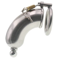 Dispositivo de Castidad masculino curvo de acero inoxidable con catéter, jaula de Metal para el pene, anillos para el pene, manga para el pene, Juguetes sexuales BDMS para hombre Gay