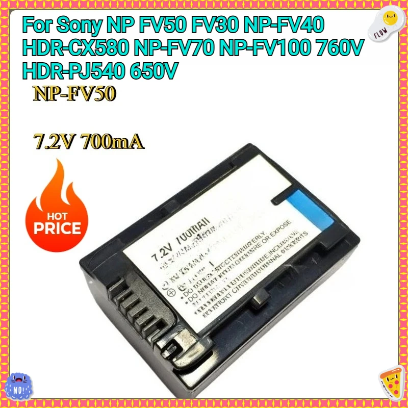 

New Replacement Battery NP-FV50 7.2V 700mA For Sony NP FV50 FV30 NP-FV40 HDR-CX580 NP-FV70 NP-FV100 760V HDR-PJ540 650V