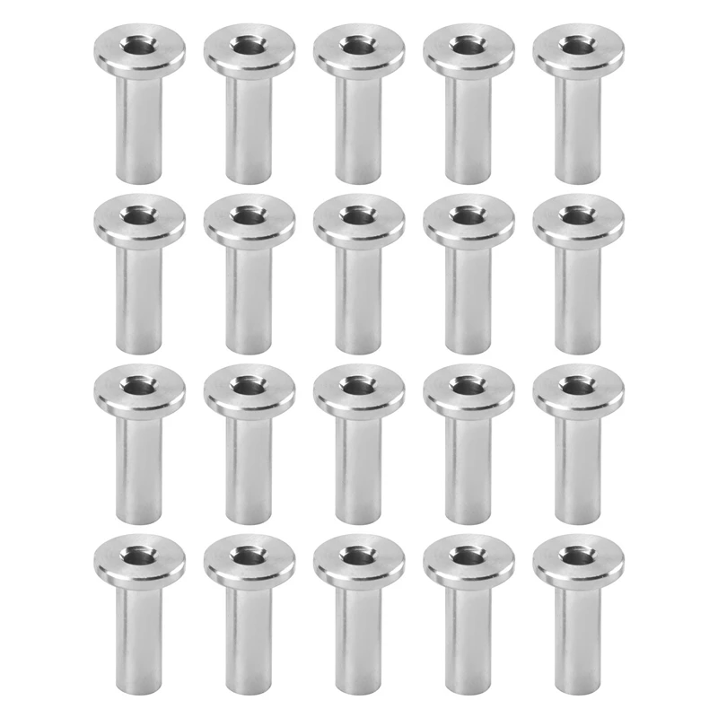 Flash Trend 202540Pcs Stainless Steel Protector Sleeves Protective Sleeves Grommet Kit For 1/8Inch Wire Rope Cable Railing