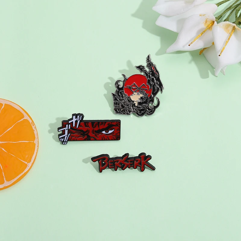 Cartoon Anime Warrior Enamel Pins Red Branded Sword Berserk Alloy Brooch Badges Fashion Gothic Lapel Jewelry Gift For Friends