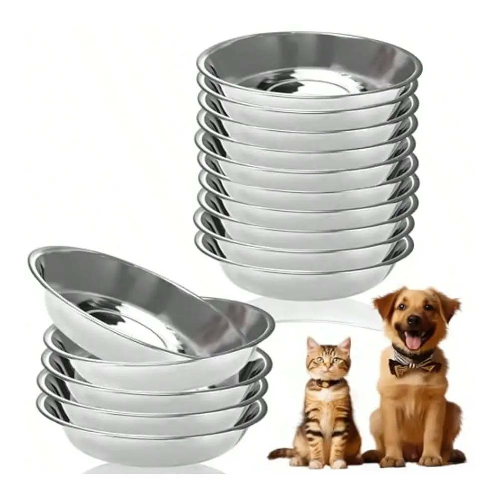 

Pcs Stainless Steel Cat Bowls Shallow Wide Cat Food Bowls Whisker Fatigue Relief Pet Feeding Water Replacement Dishes Kitten Pu