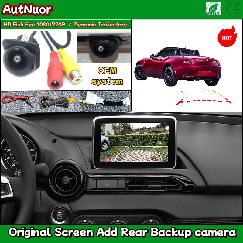 For Mazda MX5 ND1 ND2 2015 - 2023 Rear Reverse Camera / HD Dynamic Trajectory Parking Backup Camera Work with Factory Screen