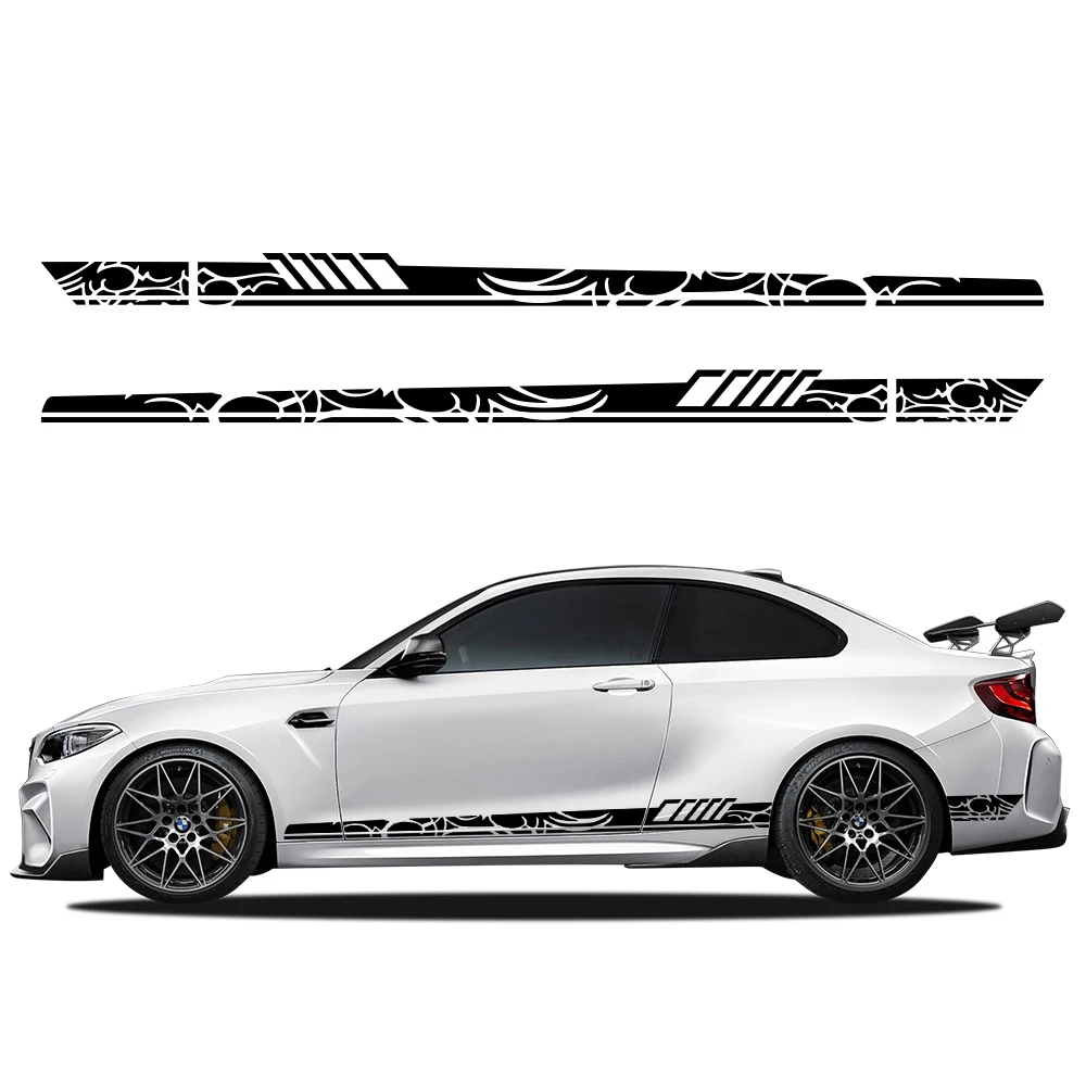 Universal Car Body Side Door Decorative Stickers Vinyl Sporty Racing Stripe Pattern Decorative Stickers Car Tuning Accessories