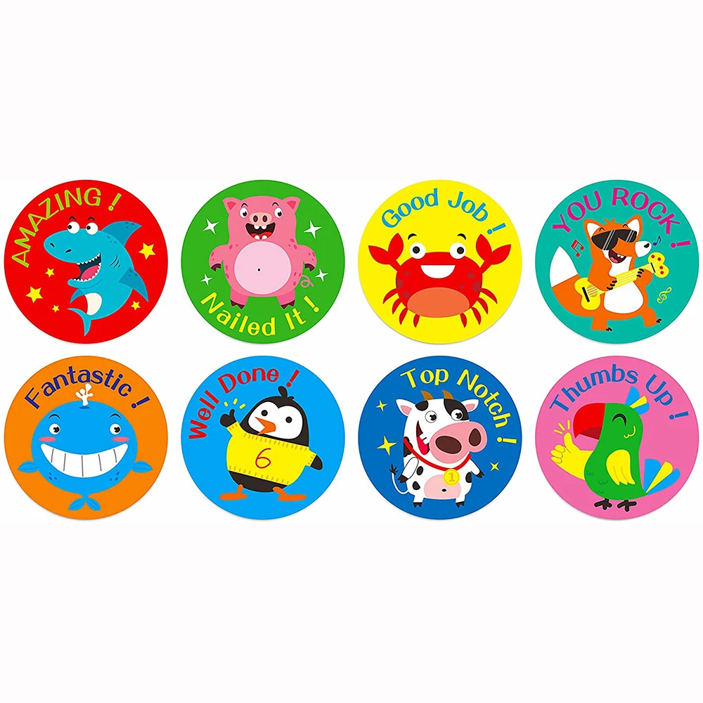 500-pcs 1 Zoll runde Cartoon Spielzeug Tier aufkleber für Kinder Lehrer Belohnung ermutigen Aufkleber Büro Briefpapier für Kinder