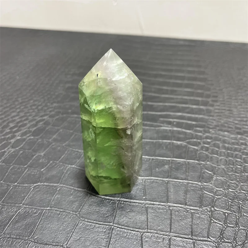 Natural Crystal Point Green Fluorite Tower Healing Stone Energy Ore Mineral Obelisk Home Office Degaussing Decor Gem