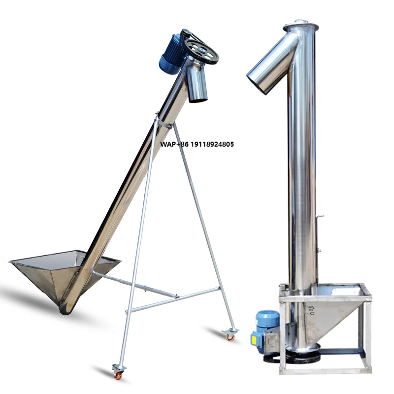 Small  Stainless Steel Vertical Lifting Stirring Spiral Conveyor New Type Feeder Rubber Belt