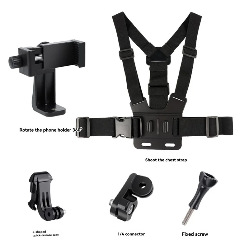 【B74A】For Gopro Osmo Phone All-In-One 5Pcs Action Camera Kit Head Strap Chest Straps Mount Adjustable