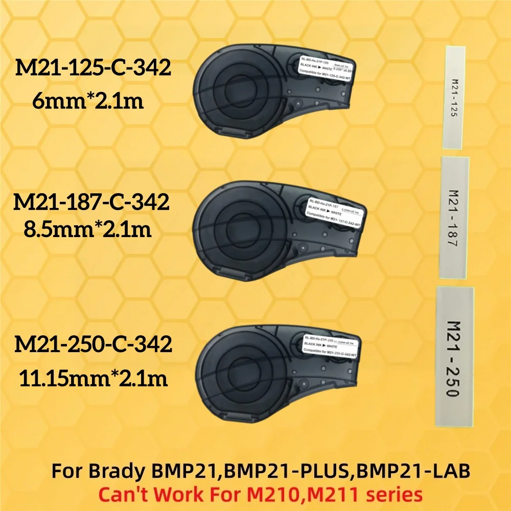 Ribbon Cartridge M21-125-C-342,M21-187-C-342,M21-250-C-342 Heat shrink tubing print for Brady BMP21-PLUS 6mm 8.5mm 11.15mm