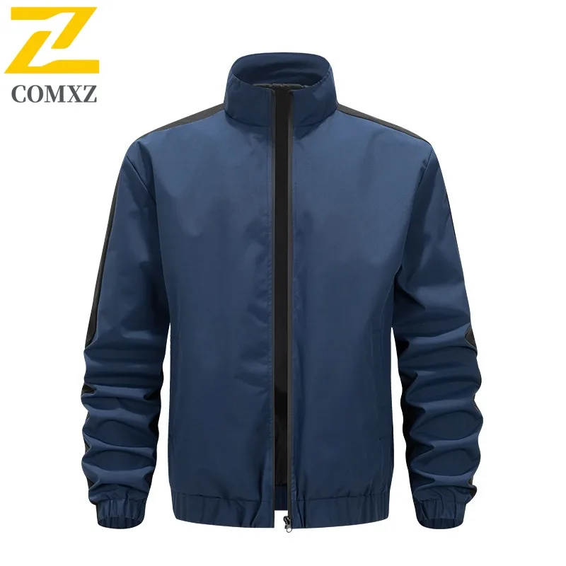 سترة COMXZ للرجال للدراجات النارية عالية الجودة بياقة واقفة للمغامرة الخارجية معطف مقاوم للرياح بلون سادة ملابس خريفية خفيفة للمشي لمسافات طويلة #3
