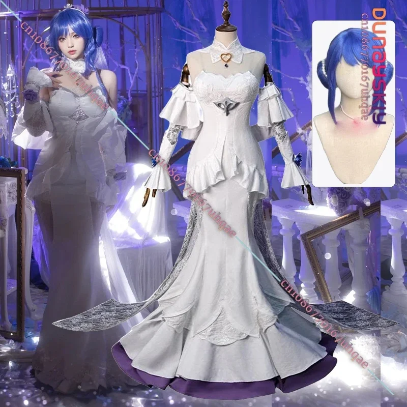 

Cosplay Crystal Rose Sona Cosplay Costume Game LEAGUE OF LEGENDS Role-play Clothes White Bodycon Dress Wig Set Anime Party Unifo