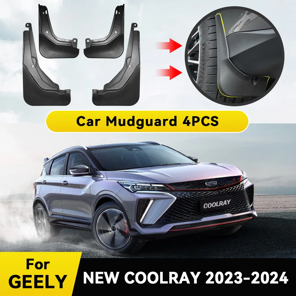 For GEELY NEW COOLRAY 2023 2024 4pcs Mud Flaps Splash Guard Mudguards MudFlaps Front Rear Fender Auto Styline Car Accessories