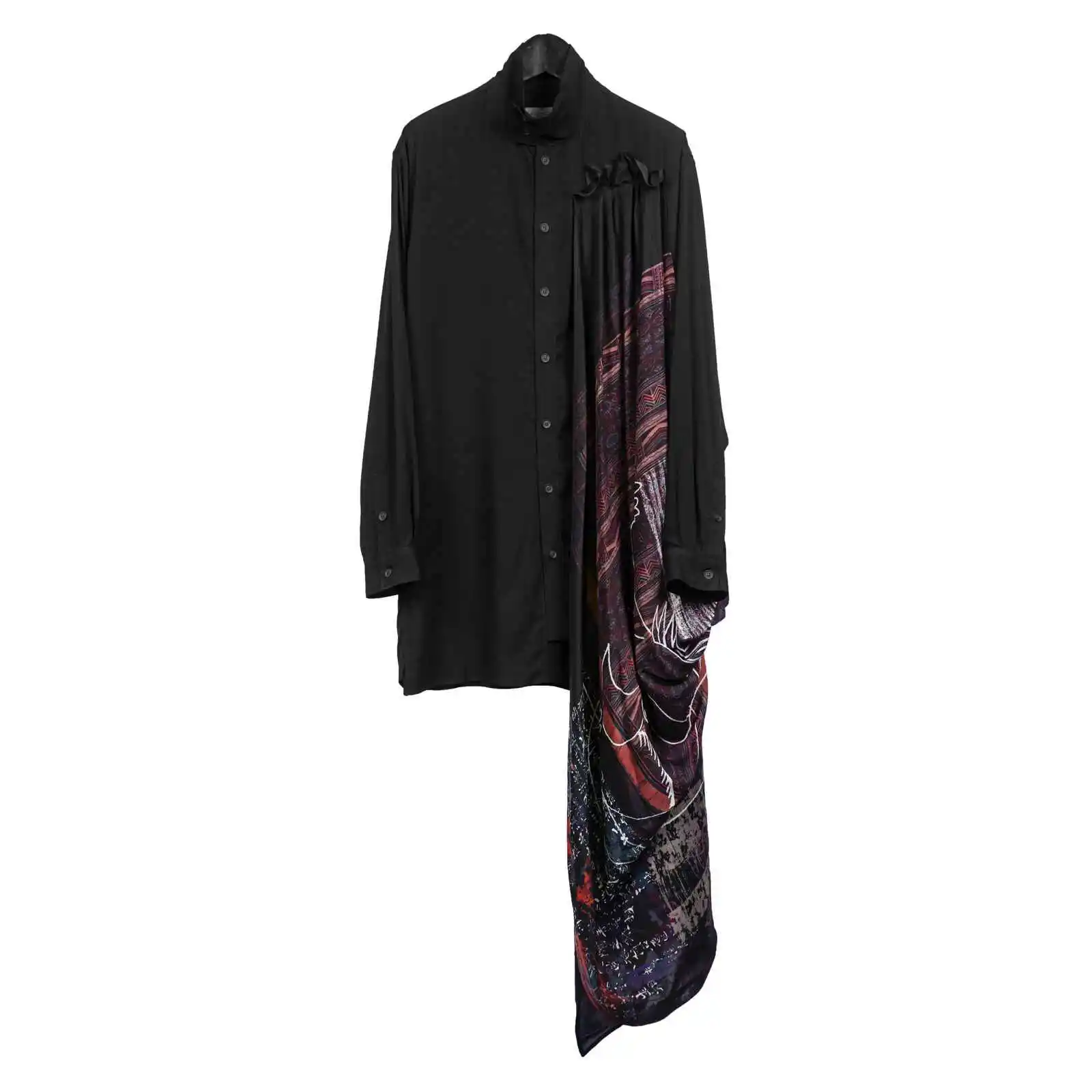 

TOP-YAMAMOTO Japanese original men's black long-sleeved printed shirt is a simple and versatile new genuine trendy brand