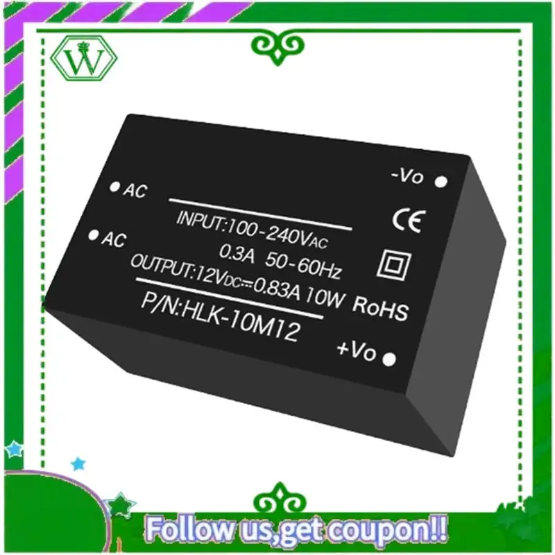 

Reliable-5PCS AC-DC Isolated Power Module AC DC Converter 220V To 12V 10W AC DC Power Module HLK-10M12