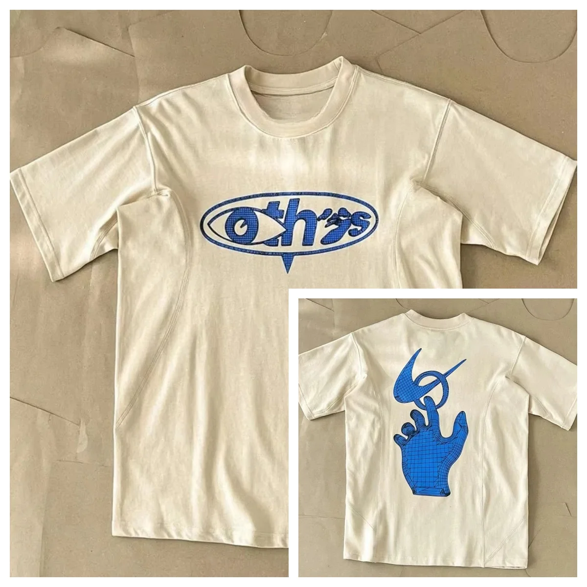 2026 Summer OFF OW Joint Series American Vintage Printed Round Neck Short-sleeved T-shirt Asian Version of Men's Khaki Heavy