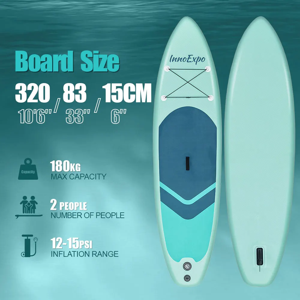 Tabla de Paddle Surf Inflable InnoExpo de 320-350 cm, Tabla de Surf SUP Antideslizante para Deportes Acuáticos con Accesorios
