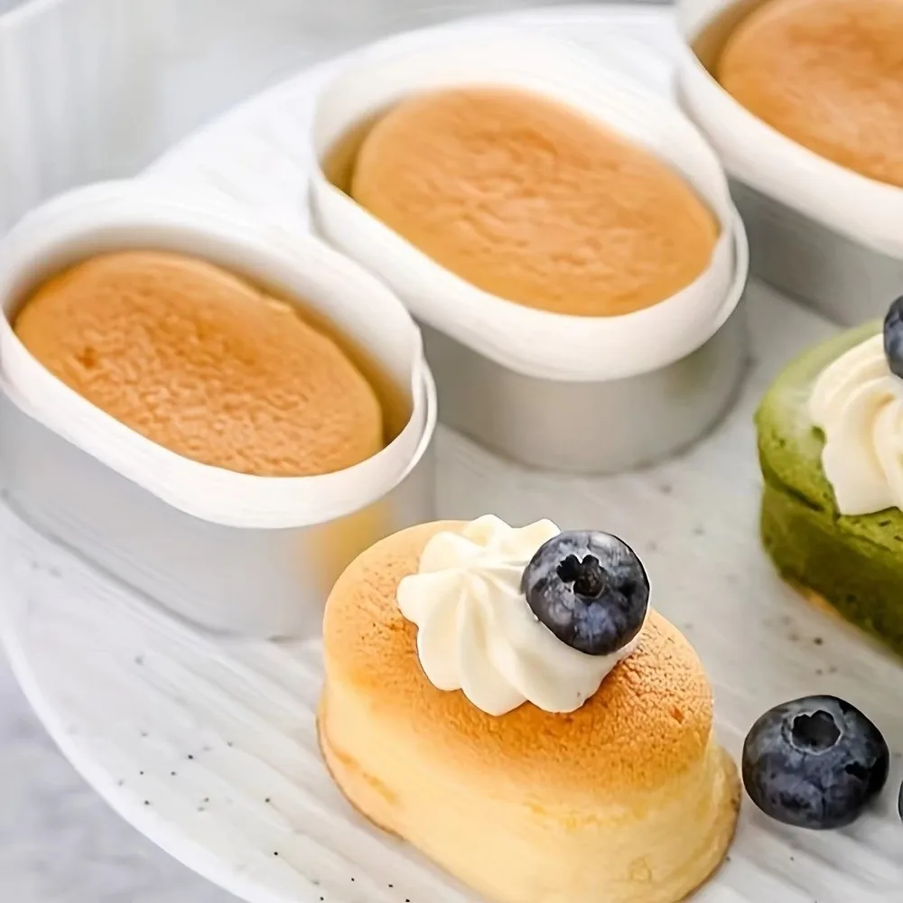 10Pcs Non-Stick Cheesecake Mold Aluminum Alloy Single-sided Mini Cakes Molds Easy To Demold High-temperature Cheese Tart Molds