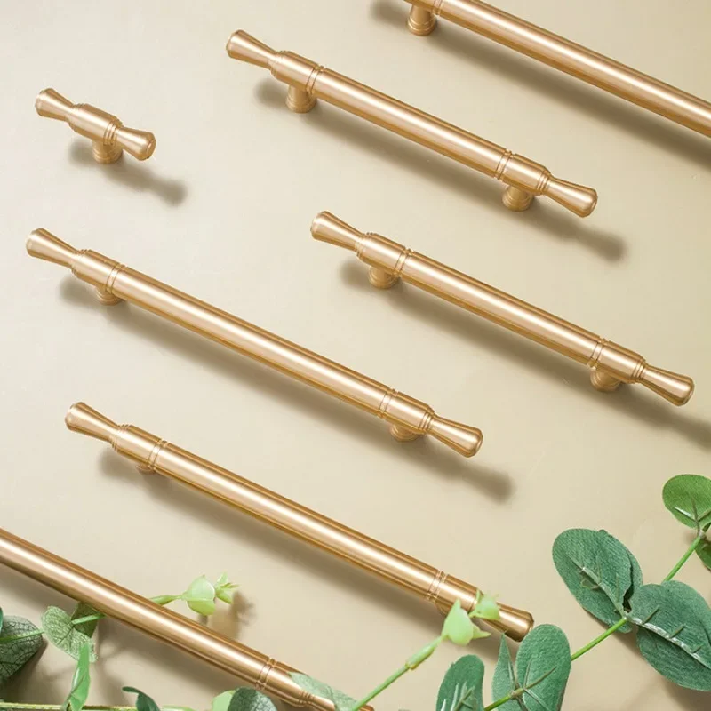

Long Size Golden Cupboard Handle Brass Kitchen Shoe Cabinet Door Knob Furniture Hardware Drawer Pull Hardware Pulls Bar Handle