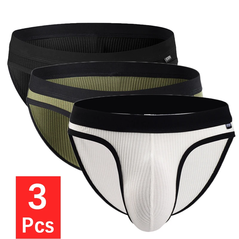 

3PCS/lot Mens Sexy Modal Underwear Briefs Man Low Rise Bulge Big Bag Pouch Underpants Super Soft Male Breathable Panties Cuecas