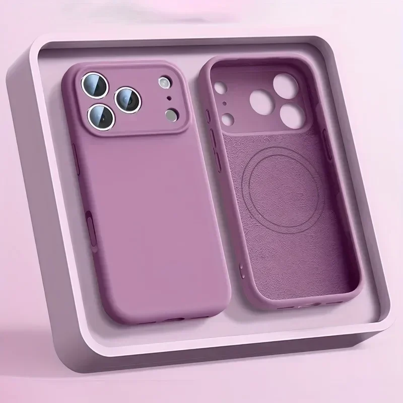 Original Liquid Silicone For Magsafe Magnetic Charge Phone Case For iPhone 17 Air 16 15 14 Plus 13 12 Pro Max Orange Color Cover