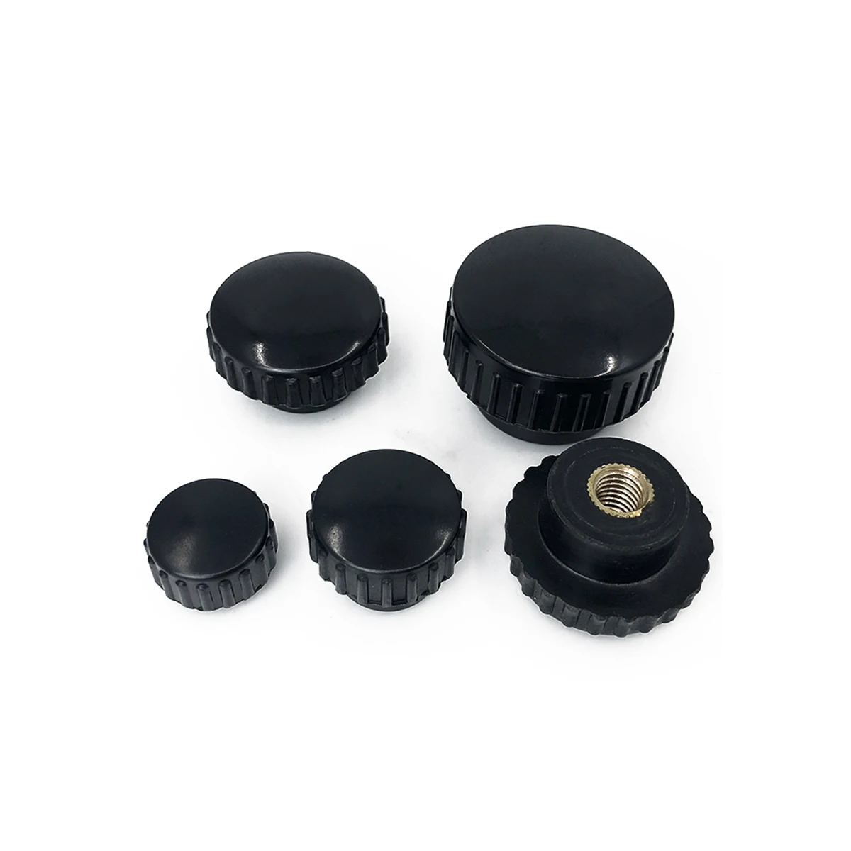 Bakelite Round Head Straight Knurled Manual Nut Knob With Copper Core Inner Thread 5M6M8M10