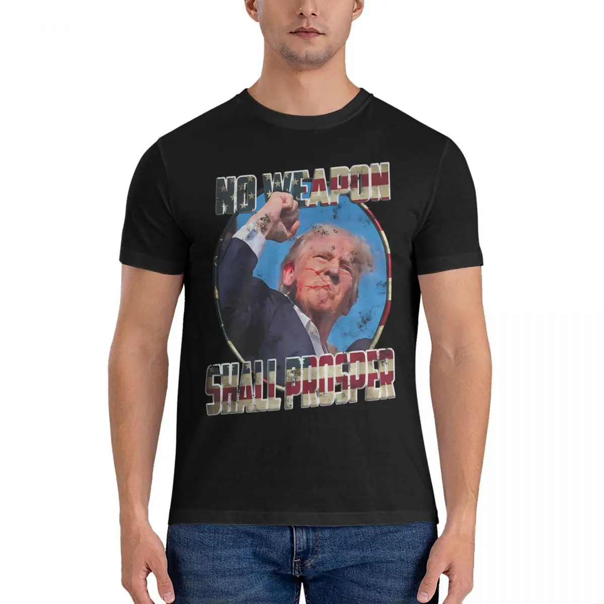 Men T-Shirts Trump 2024 Campaign Attempt Vintage Cotton Tee Shirt Short Sleeve Donald Trump T Shirts Crewneck Clothes Gift