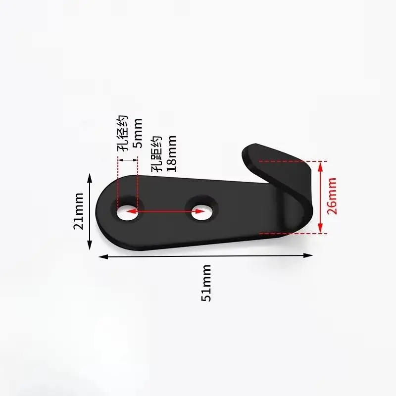 Single hook door rear wall  bedroom coat hook bathroom kitchen black Stainless steel hook U-shaped