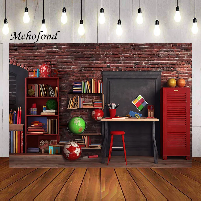 Mehofond Photography Background Welcome Back to School Brick Wall Classroom ABC Kids Birthday Party Decor Photo Backdrop Studio