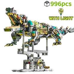 Creative Mechanical Crocodile Sea Animal Amphibians Life Set Light Building Blocks Bricks Model Assembly Toy Kid Christmas Gift