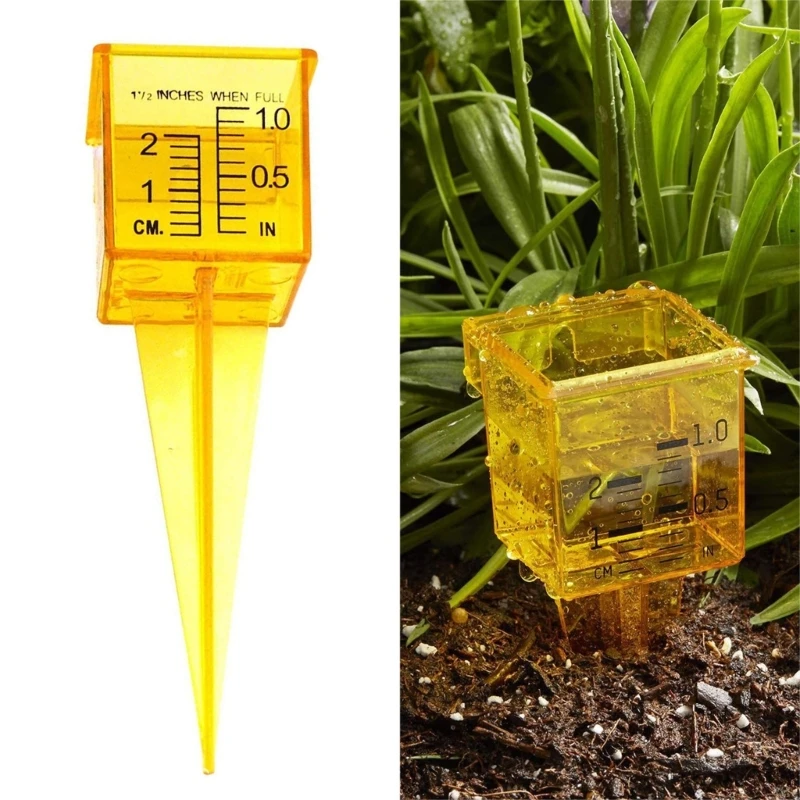 

2-in-1 Plastic Rain/Sprinklers Gauges, Clear Scale, Yellow Waterfall Rain Gauges Up to 38mm Measurement Tool for Garden Yard