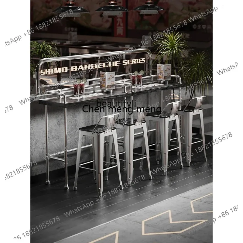 LHY26 ss s8617Milk tea shop narrow table against the wall bar high table balcony simple dining table commercial