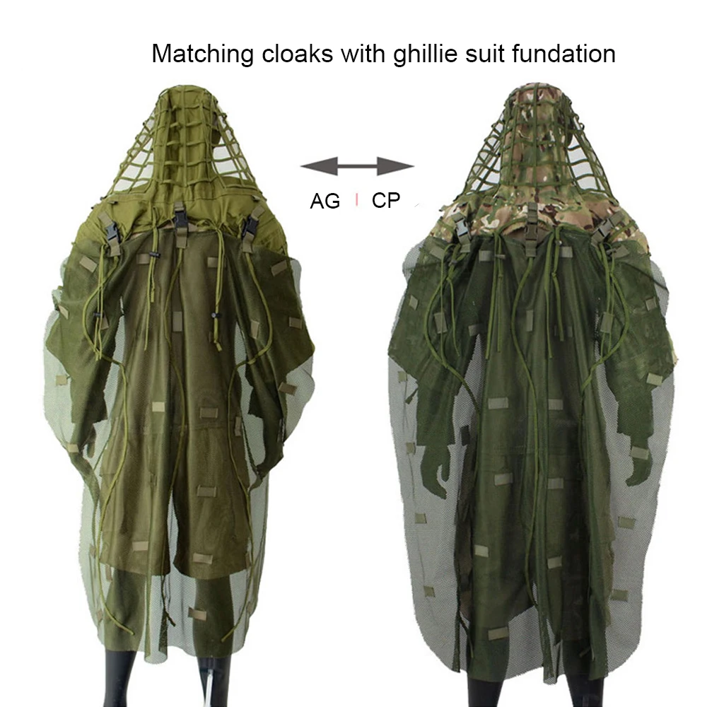 Imagem -06 - Ghillie Suit para Airsoft Paintball Hunting Tactical Sniper Coat Camuflagem Roupas Mesh Vestuário Acessórios Viper Hoods