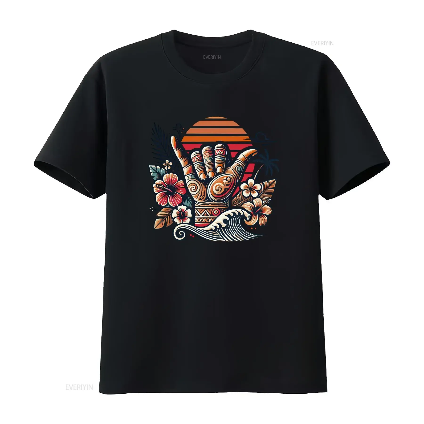 Shaka Hawaiian Gesture of Friendship and Aloha Style T Shirt vintage Washed designer clothes Versatile Breathable fashion