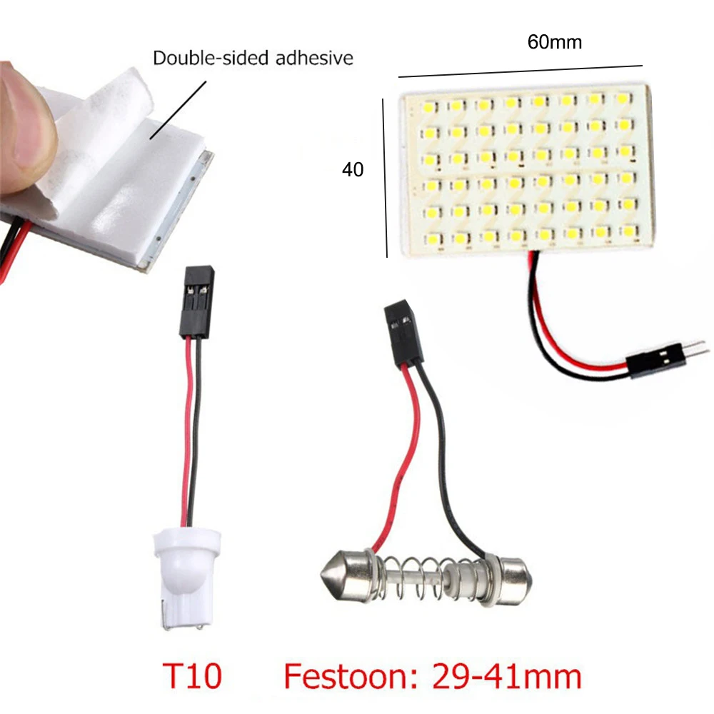 48 Smd Cob Led T10 4W 12V White Light Car Interior Panel Lights Dome Lamp