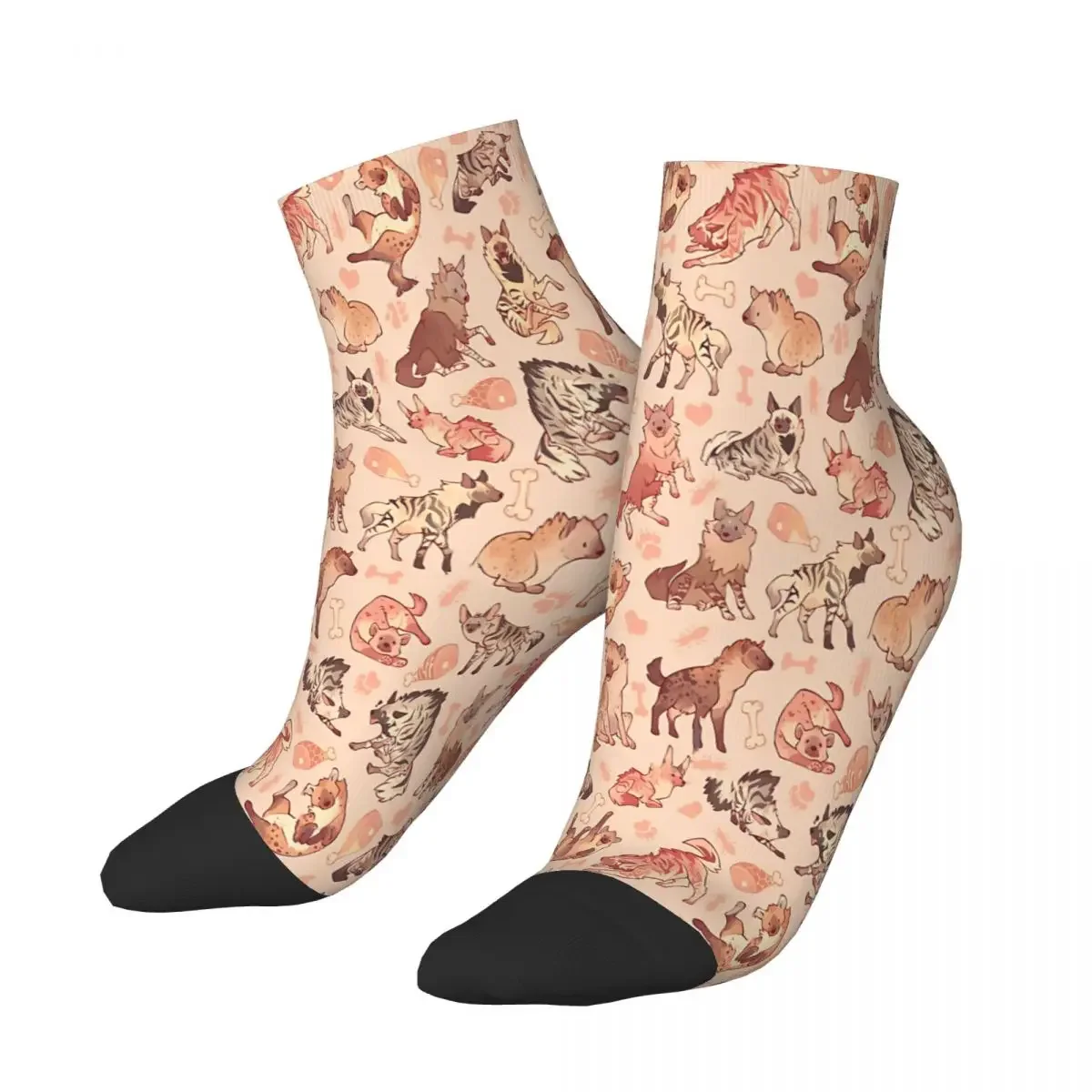 Hyenas In Creamy Orange Ankle Socks Male Mens Women Winter Stockings Harajuku